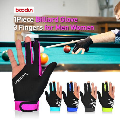Boodun 1 Stück Billard-Handschuh mit 3 Fingern, Hell/Dunkelblau, Größe M 1
