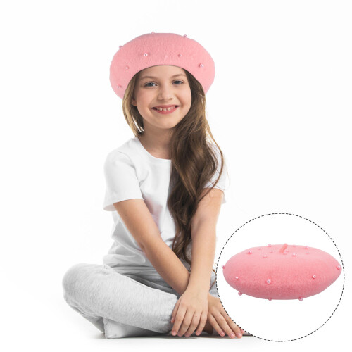 Béret Enfant Rose Polyester Chapeau Confort Automne 2