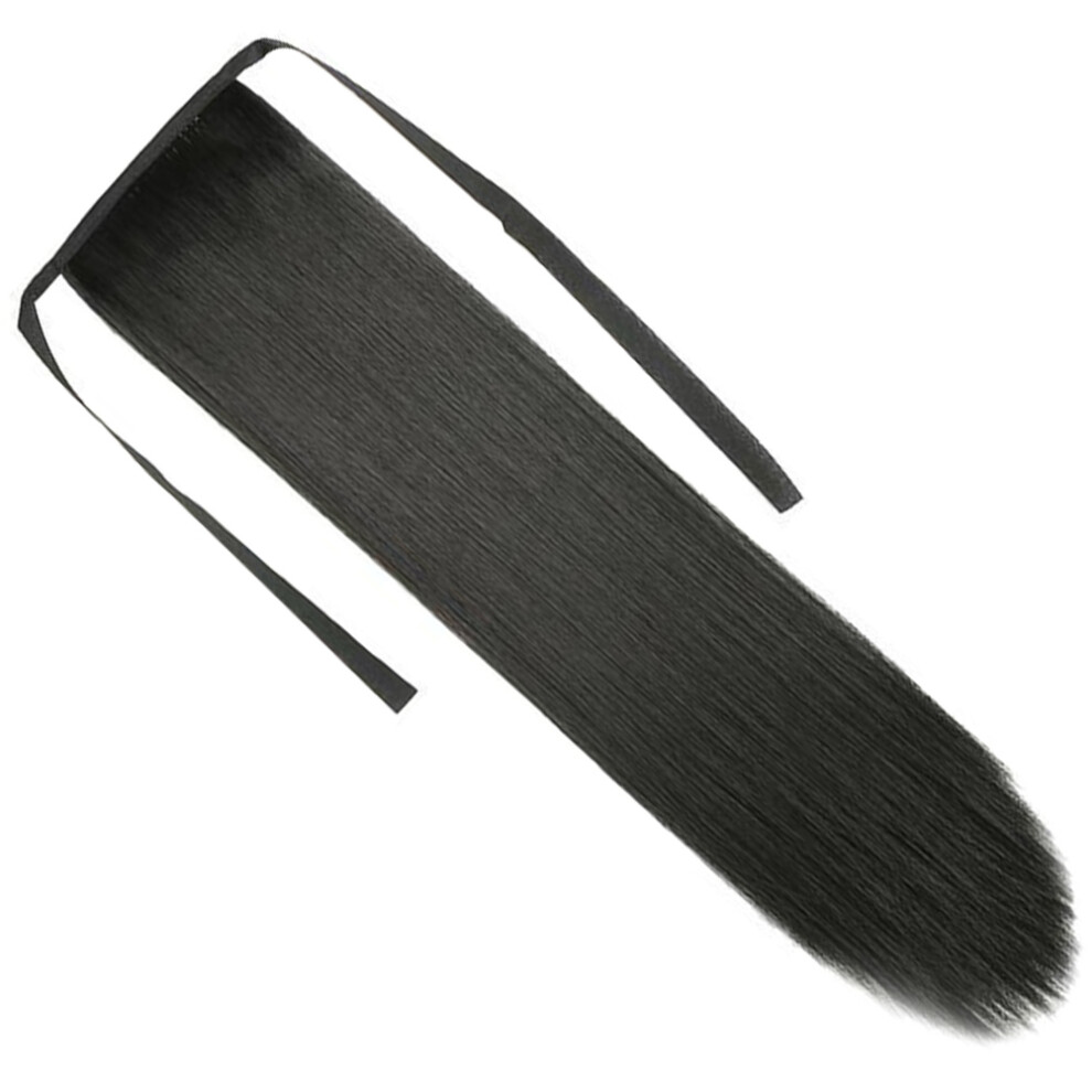 Inoomp Clip Hair Synthetic Long Tie Ponytail Miss 55X8cm Black