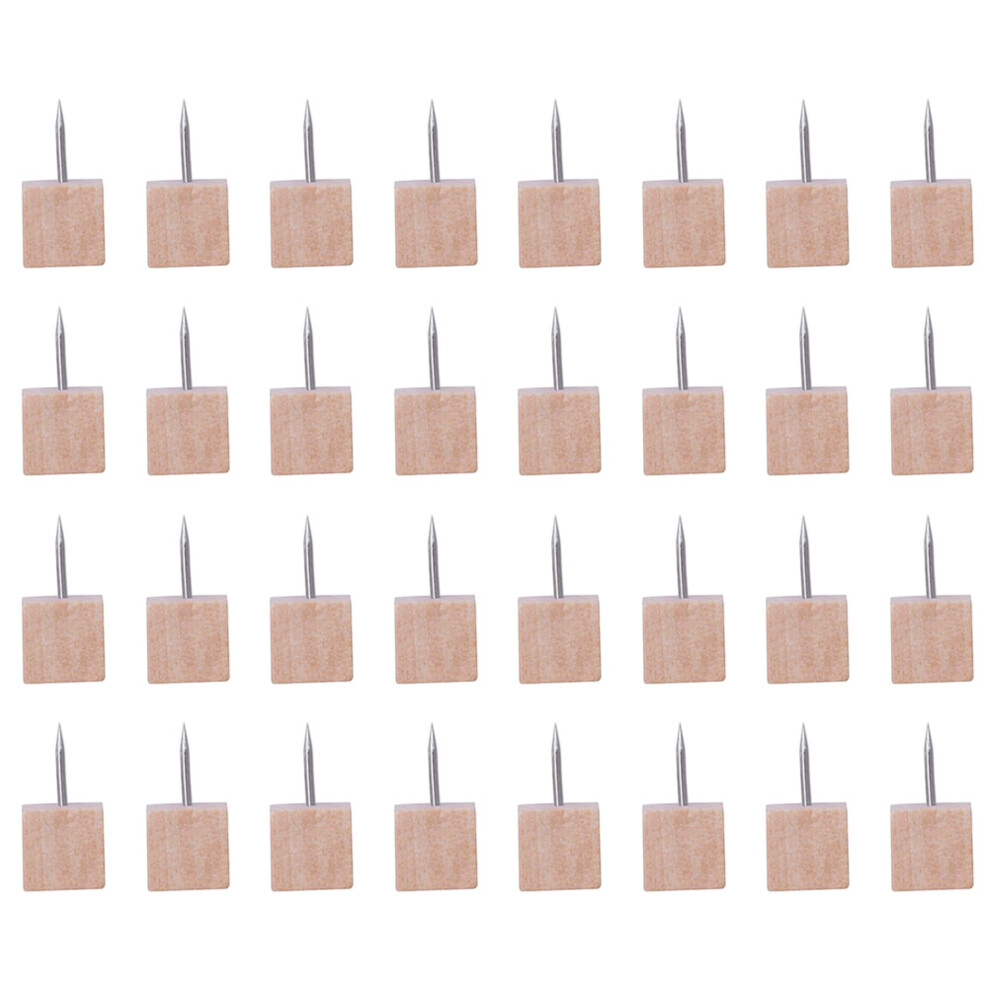 50 Pcs Wooden Push Pin Decorative Thumbtack Pin Wooden Pushpin 3293806195576