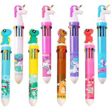 8 Shuttle Pens Retractable Ballpoint Gel Pen 10 in 1 Gift Pen Multicolor Animal 0.5mm