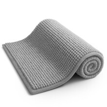 (Light Grey , 40x60cm) Keplin Anti-Slip Bath Mat Soft Microfibre Mat Water Absorbent Quick Drying Shower