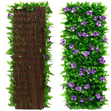 (Purple Orchid, 1PC) 1/2PCS Expandable Faux Ivy and Orchid Privacy Fence Screen - Lush Greenery and Flower Design, Wood-Based Artificial Hedge for Outdoor