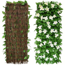(White Orchid, 1PC) 1/2PCS Expandable Faux Ivy and Orchid Privacy Fence Screen - Lush Greenery and Flower Design, Wood-Based Artificial Hedge for Outdoor