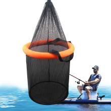 Floating Basket Fish Basket Portable Mesh Trap With Drawstring Orange Small Size For Fly Fishing Water Catcher