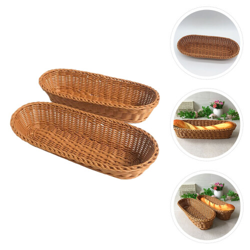 2Pcs Plastic Baskets For Food Serving And Bread Storage 2