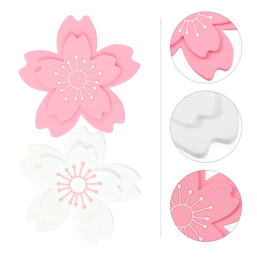 2pcs Creative Flower Shaped Placemat Silicone Dish Mat Flower Coaster 2