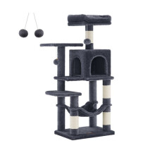 Albero per gatti - HELLOSHOP26 - 143 cm - Grigio - Multi-livelli - 2 piattaforme