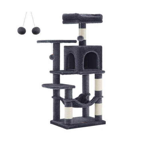 Albero per gatti - HELLOSHOP26 - 143 cm - Grigio - Multi-livelli - 2 piattaforme