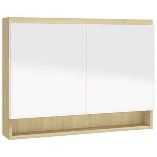 Armadio a specchio da bagno 80 x 15 x 60cm MDF bianco e 1