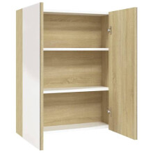Spiegelkast - HELLOSHOP26 - 60x15x75cm - Wit MDF - 2 deuren - 3 compartimenten