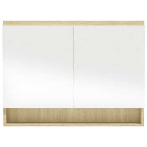 Armadio a specchio da bagno 80 x 15 x 60cm MDF bianco e 2