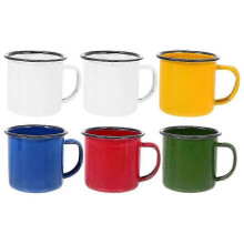 6pcs Handheld Enamel Mugs Retro Style Enamel Cups Colored Enamel Mugs Thick Coffee Milk Mugs