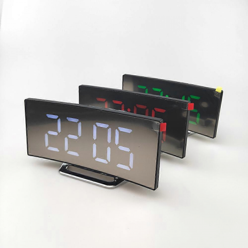 Digital Alarm Clock, LED Mirror Clock, Multifunction Snooze Time Display, Night Light Desktop Clock, (Colore: white) 1