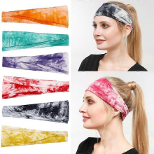 Boho Headbands For Women Fashion Wide Headband Yoga Workout Head Bands Hair Accessories Elastic Tie Dye Band 5 Pack