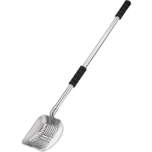 Metal Cat Litter Scoop with Deep Shovel&Long Handle,Detachable Stainless Steel Non-Stick Litter Sifter with Foam Padded Grip, No Bending Back Heavy D