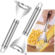 Éplucheur de maïs en acier inoxydable, outil magique pour éplucher le maïs en épi avec poignée ergonomique pour la cuisine