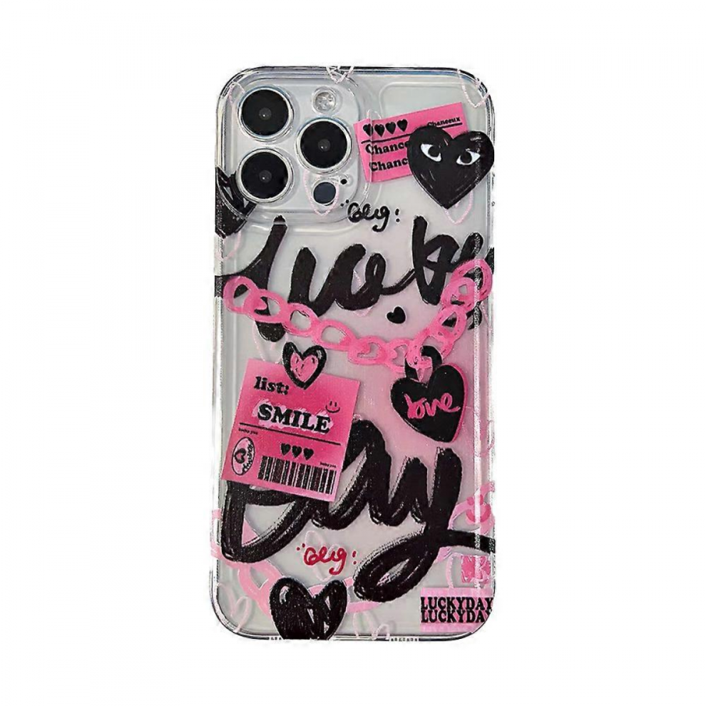 Transparent Mobile Phone Case, Cute Collage Heart-Shaped Print Aesthetic Design Mobile Phone Case Protective Cover 9022594174333