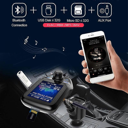 Προσαρμογέας αυτοκινήτου MP3 Player 4 σε 1, πομπός FM, κιτ hands-free, φορτιστής αυτοκινήτου US 1
