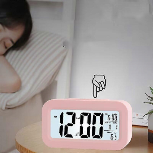 LED Backlight Digital Snooze Desk Alarm Clock Temperature Calendar Display Local Battery Clock White 2