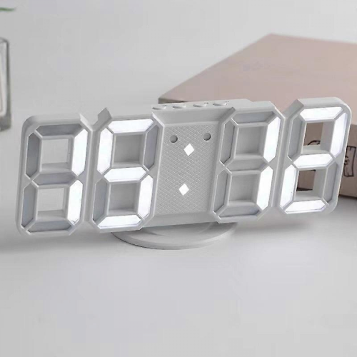 Digital Wall Clock, Modern Design Large LED Word Display Digital Clock Sound Control Clock (White)