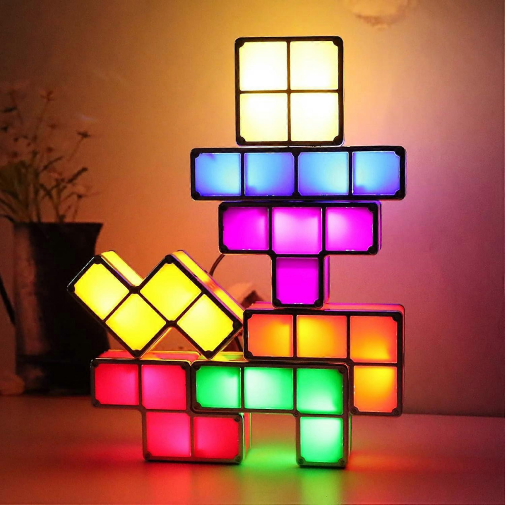 Tangram Stackable Night Light, LED 7 Colors Induction Interlocking Desk Lamp 4D DIY Magic Blocks Puzzles Lamp for Kids Teens Bedroom Home Decor Ideal-image-OPC-PKRCF5F-NEW