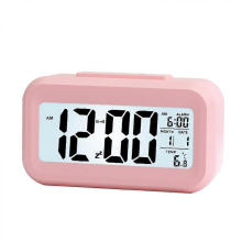 LED Backlight Digital Snooze Desk Alarm Clock Temperature Calendar Display Local Battery Clock White