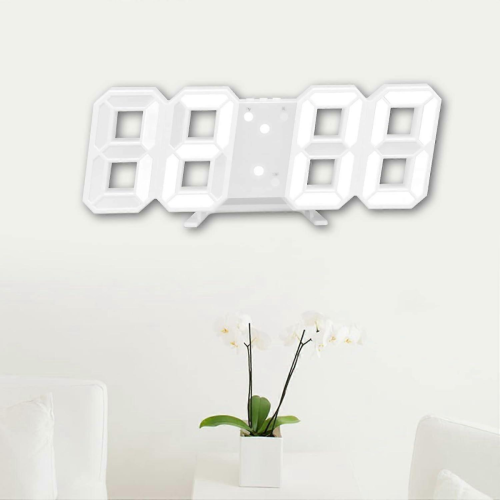 Digital Wall Clock, Modern Design Large LED Word Display Digital Clock Sound Control Clock (White) 1