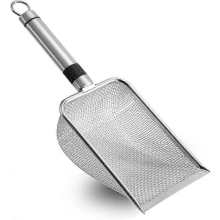 Cat Litter Scoop, Stainless Steel Mesh Scooper Litter Cleaner Corner Shovel, Sifter Fine Mesh Metal Cleaner For Litter Box (Hole:5mm) Silver