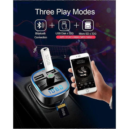 Πομπός FM Bluetooth, προσαρμογέας ραδιοφώνου αυτοκινήτου Bluetooth 5.0, ασύρματο κιτ hands-free γ 2