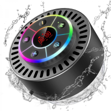 Portable Bluetooth Shower Speaker, IPX7 Waterproof Speaker with Suction Cup, Powerful Baffle with Light, Bathroom Radio, LED Screen, Hands-Free Calli