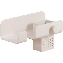 Wall Mounted Hair Dryer Holder No Holes Hair Dryer Organizer for Bathroom Weight Capacity 5kg (White 24 x 10 x 7.4cm)