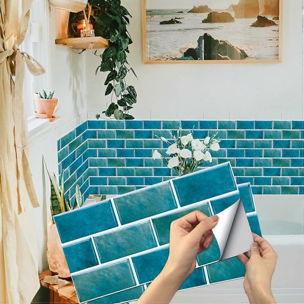12Pcs Self Adhesive Tile Sticker Waterproof Pvc Tile Stickers Wall Tile Sticker For Bathroom And Kitchen30*15Cm 9022594177280