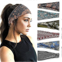 Boho Headbands For Women Fashion Wide Headband Yoga Workout Head Bands Hair Accessories Band 6 Pack10*22cm