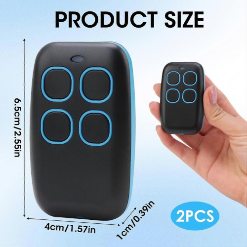 2PCS 4 in 1 Universal Remote Control for Gates and Garages - Multi-frequency Rolling Code Remote Control from 250 to 913 MHz, Self-learning Programme 1