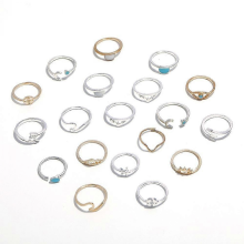 Retro Stackable Rings Sets for Teens Girls Women,Compass Turquoise Rhinestone Knuckle Joint Finger Kunckle Nail Ring Sets