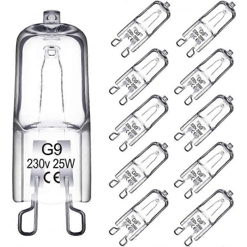 10 Pack G9 Halogen Bulb, G9 25W 230V Bulb, Variable Intensity, G9 Halogen Lamp, 43mm