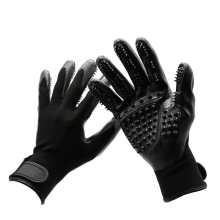 1 Pair Grooming Glove for Cats Soft Rubber Pet Hair Remover Dog Horse Cat Shedding Bathing (Color : Black)