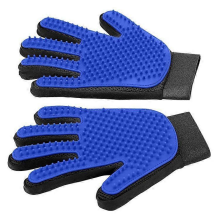 Pet Grooming Glove - Gentle Deshedding Brush Glove - Efficient Pet Hair Remover Mitt - Enhanced Five Finger Design - Perfect for Dog & Cat with Long