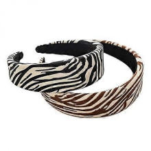 2 Pcs Wide Zebra Stripes Headbands for Women Hair Accessories Animal Fashion Hairbands, Black Brown Hair Accessories One Size