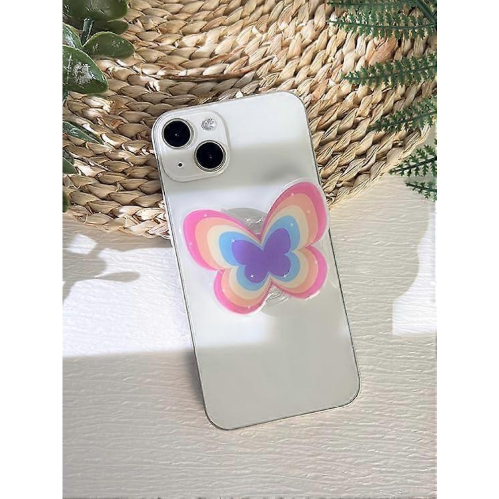 Cute Butterfly Phone Grip Holder, Phone Stand, Expandable Collapsible Transparent Cell Phone Accessory, Tablet Kindle Support Colorful 6.5*5Cm 9022594178034
