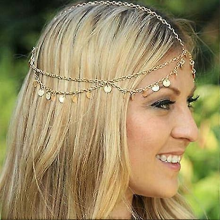 Gold Sequins Head Chain Jewelry Festival Halloween Prom Costume Hair Accessories Fashion Headbands Headpieces for Women and Girls