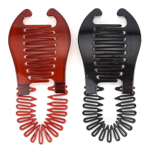 Pack Flexible Plastic Snap-on Ponytail Hair Comb - Black and Coffee