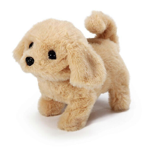 (beige) Plush Realistic Plush Simulation Smart Dog Called Walking Plush Toy