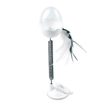 (white) Cat Food Feeder Ball Pet Interactive Feather Toy Leaky Tumbler Egg Smart Cat & Dog Toy, Toy Therapy Ball Shake Cat Toys