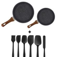 (Frying Pan Without Lid Bundle) AEX Nonstick Frying Pan Set: 24cm & 28cm with or without Lid Cookware Handles