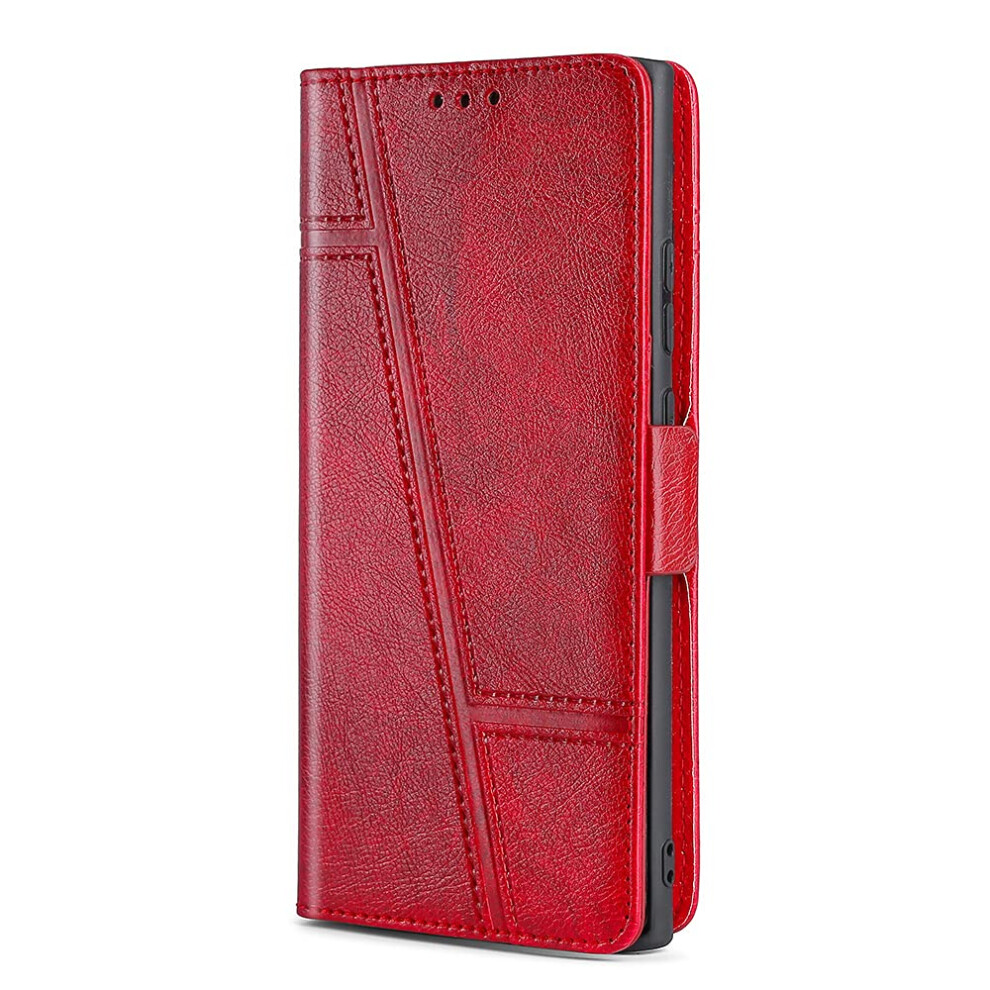 Pu Leather Wallet Stand Case For Motorola Moto G72 - Protective Cover For Motorola Moto G72 Red 9354506943134