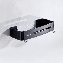 (Black-B-1 tier) Bathroom Shelf Organizer Shower Storage Rack Black Corner Shelves Wall Mounted Aluminum Toilet Shampoo Holder No Drill