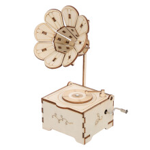 1Set Creative Handmade Wooden DIY Assembly Musical Box Toy in Khaki