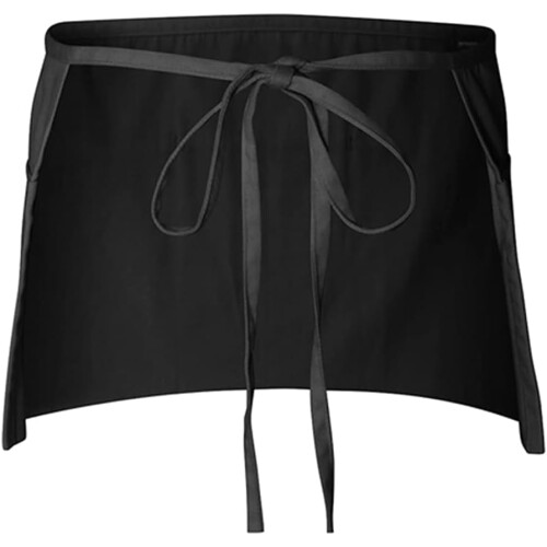 Server Waist Aprons 12-Pack Black Waitress Half Apron With Belt Pocket 1